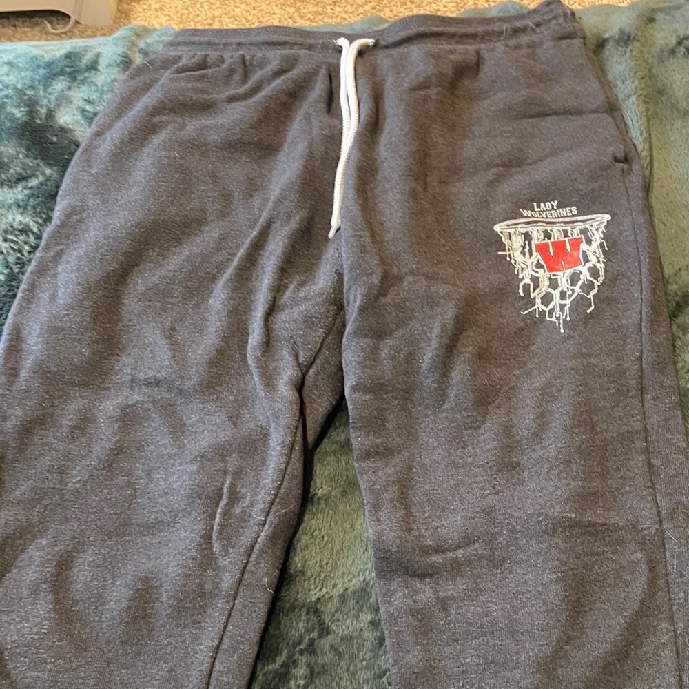 Gray Joggers with Basketball Logo